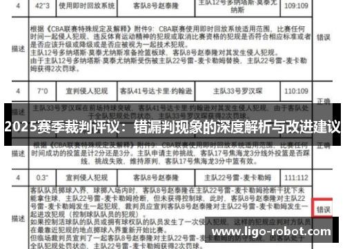 2025赛季裁判评议：错漏判现象的深度解析与改进建议